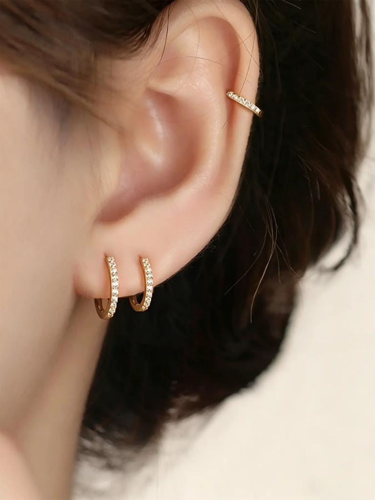 Позолоченные серьги-кольца-хугги 14K, 3 пары, 10/12/14 мм, украшения для пирсинга хряща уха (helix) для мужчин и женщин