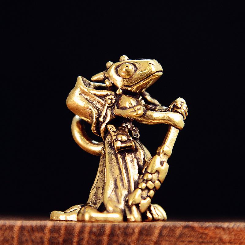 Vintage Brass Frog Statue Miniature Frog Sculpture Antique Animal Figurine Tea Pet Home Office Decor Ideal For Collectors