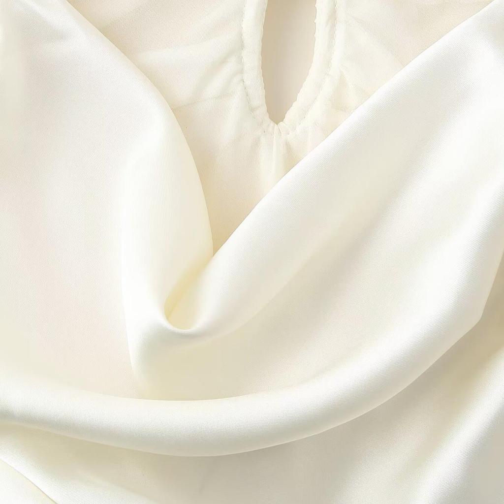 Spring/Summer 2025 European & American Sexy Hollow Silk Satin Dress for Women