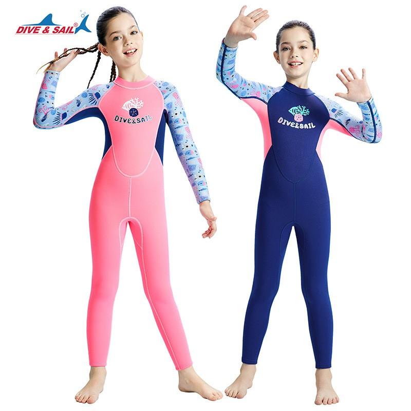Kids 2.5mm Neoprene Wetsuit Girls Full Body Warm Suit Snorkeling Surfing Cold Water Swimming