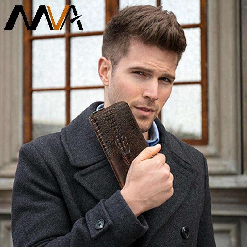 MVA Кошельки мужские клатч из натуральной кожи мужской кошелек с узором под крокодила кошелек для мужских сумок-клатчей длинные мужские кошельки 1232