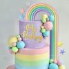 3D Pottery Rainbow Cake Toppers Colorful Cake Decor for Wedding Baby Shower Girls Boys Rainbow Theme Birthday Party Supplies