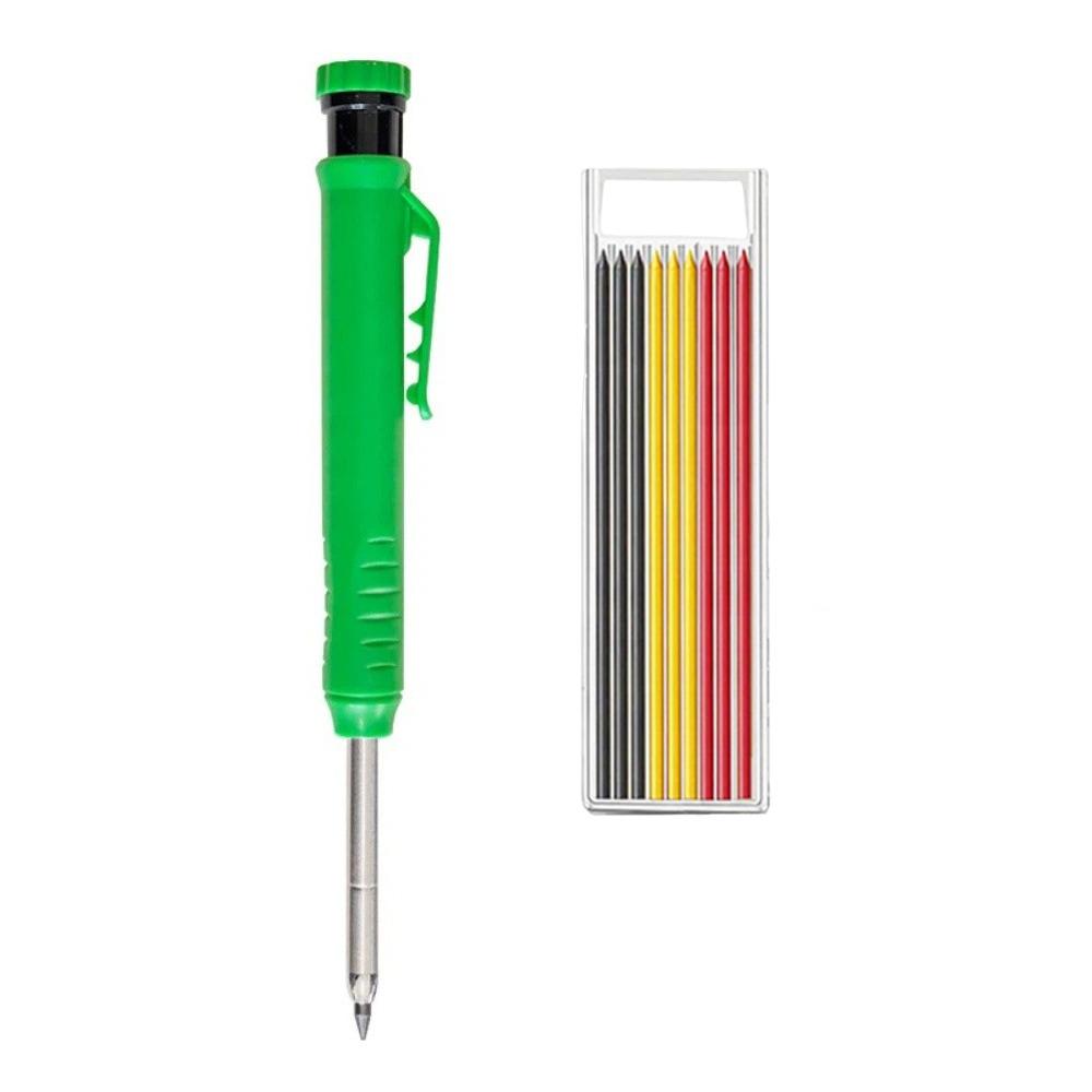 10 шт. Механический плотницкий карандаш прочной конструкции с 9 стержнями, длинным грифелем, маркером для глубоких отверстий, встроенной точилкой