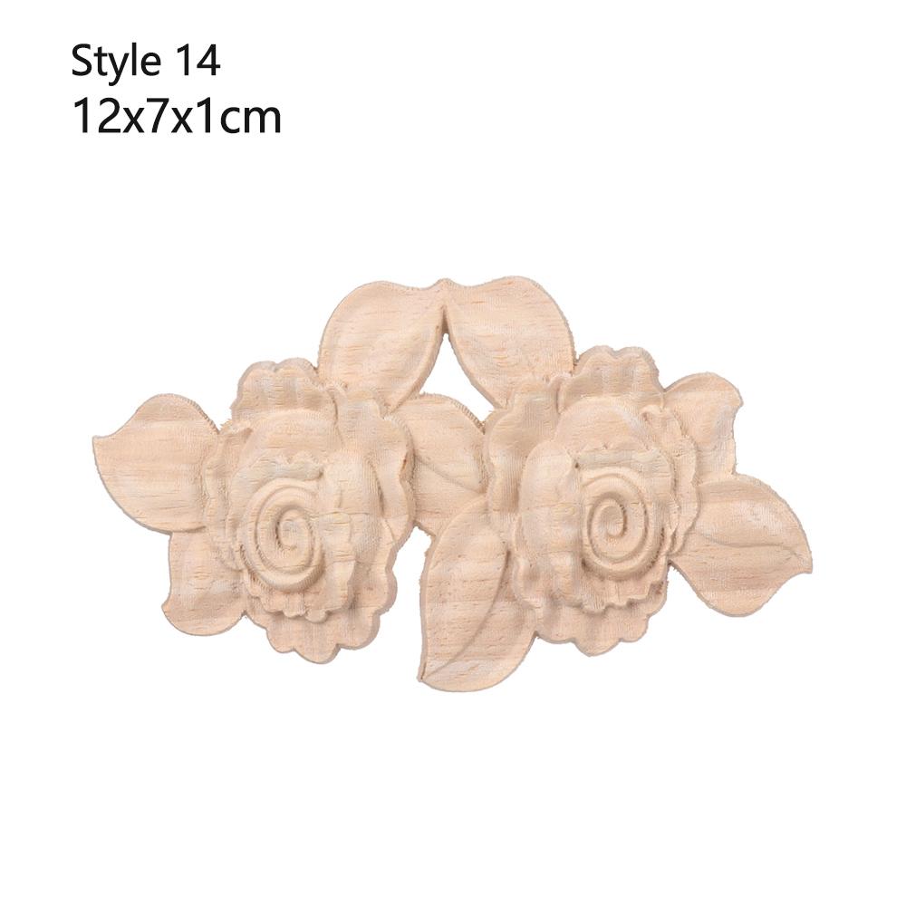 Furniture Parts Wooden Figurines Crafts Wood Carved Woodcarving Decorative Corner Appliques Frame