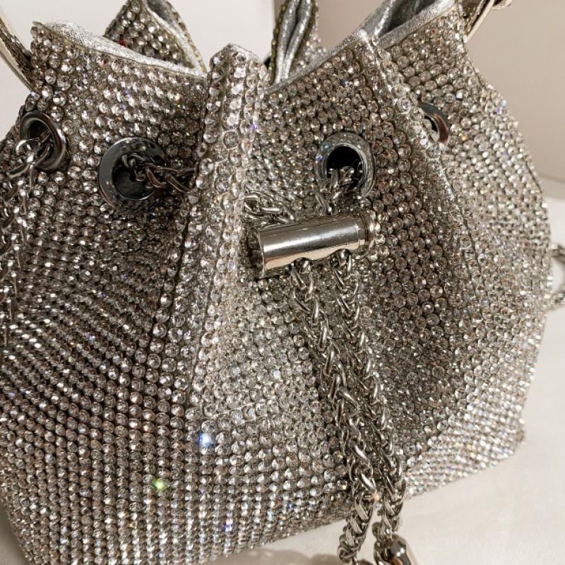 Stylish Rhinestone Embellished Crossbody Bag College Students Small PU Shoulder Daily Use