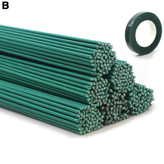 Стержни для роз ручной работы, упаковка стеблей букета, цветочные поделки, цветочные стержни из зеленой тонкой проволоки с комплектом материалов для цветочных ветвей