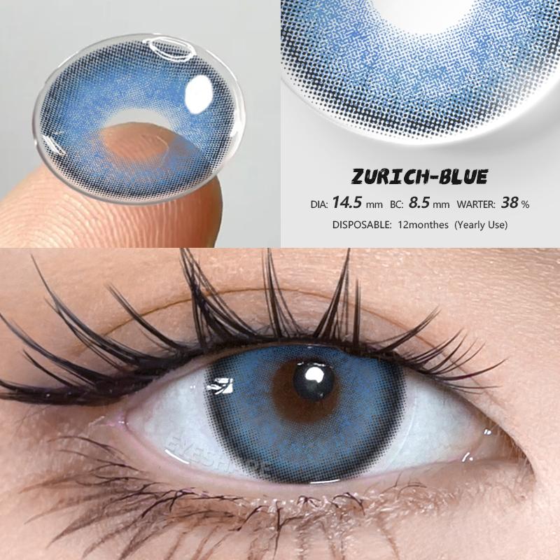 Eyeshare 1 Pair of Annual Colored Eye Contact Lenses High Quality Blue Lenses Brown Lenses Fashionable Natural Beauty Eye Contact Lenses