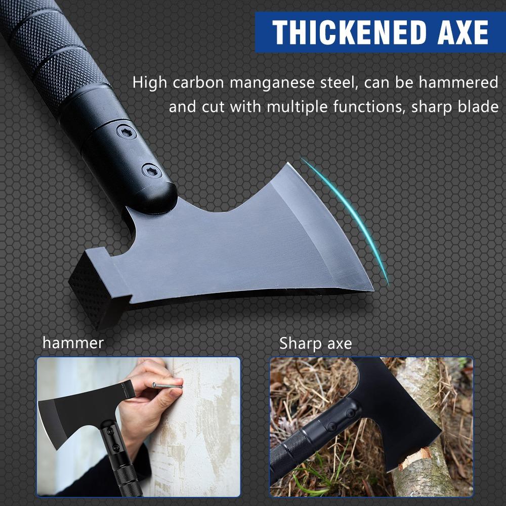 Carbon Steel Multi Functional Battle Axe Portable Survival Axe Tool for Outdoor Camping, Hunting, and Emergency Situations