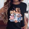 Women T Shirt Cartoon Mom Daughter Son Print Lady T-Shirts Short Sleeve Tops Women's Kawaii Graphic Female Tshirt Clothe