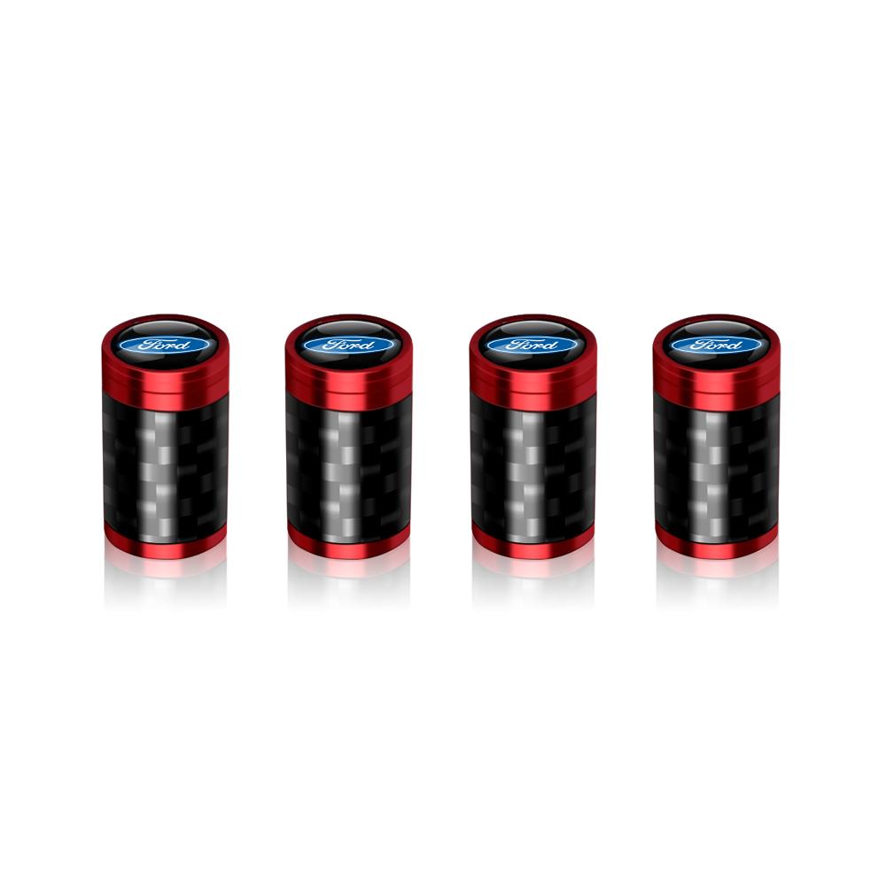 TVEI7 4Pcs Carbon Fiber Car Wheel Tire Valve Stem Air Cap Auto Decoration For Ford Fiesta Focus 2 Mk3 Mondeo Mk4 Ranger Kuga Mustang