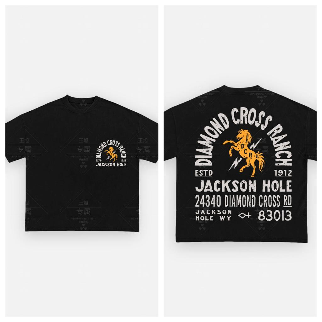 Хлопковая футболка Diamond Cross Ranch Унисекс Мужская Женская Летняя с коротким рукавом Модный топ Повседневная Винтажная мода Ежедневная Винтажная футболка