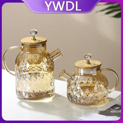 1/1,5/1,8 л Янтарный заварочный чайник с бамбуковым чехлом Высокое боросиликатное стекло Холодная вода Бутылки Чайник с ароматом бриллиантов Чайная утварь