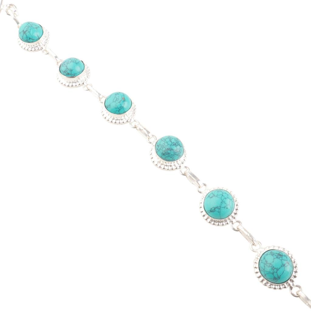 Натуральный голубой бирюзовый драгоценный камень Ювелирные изделия из стерлингового серебра 925 пробы Браслет ручной работы RB-9-37