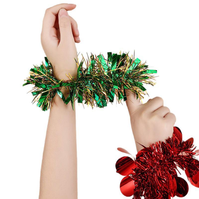 10 шт. Разноцветный мишурный браслет Эластичная лента Взрослые Дети Универсальный Реквизит для танцевального выступления Мишурный браслет на запястье для группы поддержки