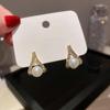 New Trend Women's Cross Pearl Stud Earrings Crystal Cute Lovely Female Hollow Triangle Geometric Statement Ear Accessories