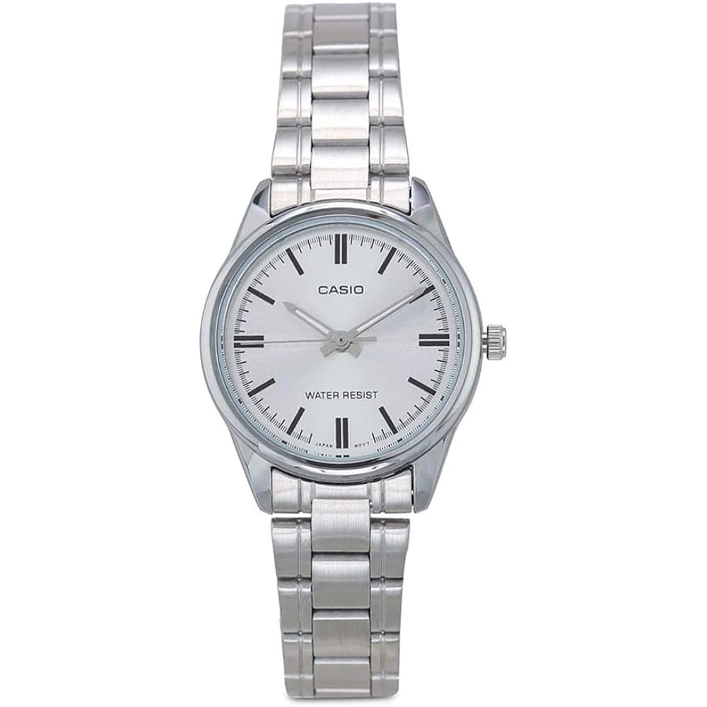 Casio LTP-V005D-7A Женские Стандартные Аналоговые Часы на Браслете из Нержавеющей Стали с Серебристым Циферблатом, 3 Стрелки