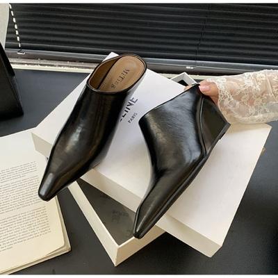 Модный дизайн Платформа Клинья Высокие каблуки Мюли Баотоу Полу женские кожаные каблуки на танкетке Высокая крутая мода Верхняя одежда Толстые ленивые туфли-мюли