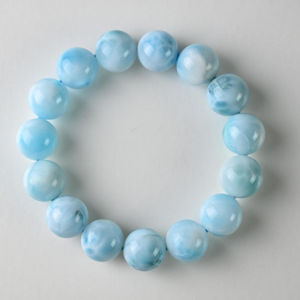 Эйгадо Ларимар Внутренний Диаметр Исцеление Природная Сила Один из Трех Величайших Исцеляющих Камней Браслет, Бусины 14,5 мм, 61,4 г, 17 см, Камень, Камень, Камень,