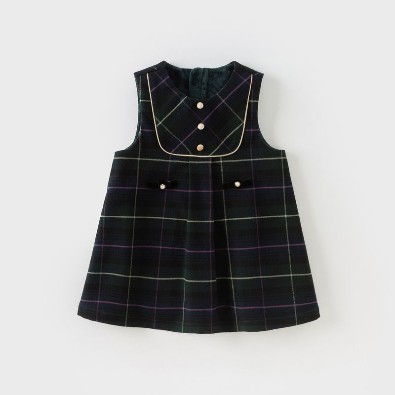 David Bella Girls' Dress 2026 Spring New Style Kidsren's Plush Woolen Vest Dress Baby Dress Category a