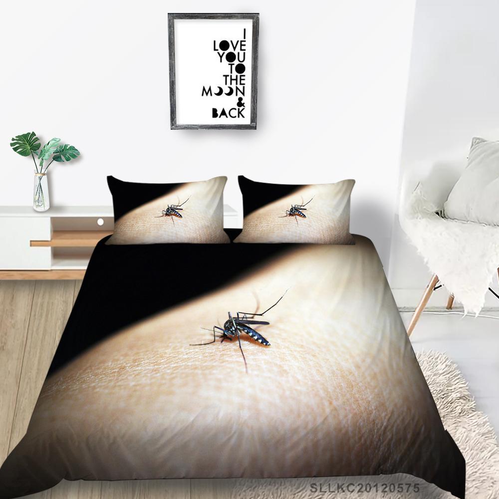 Women Home Bed Set Creative Mosquito Painting Duvet Cover Set Highend Bedding Cover Suit Pillowcase Stylish Bedding Cover