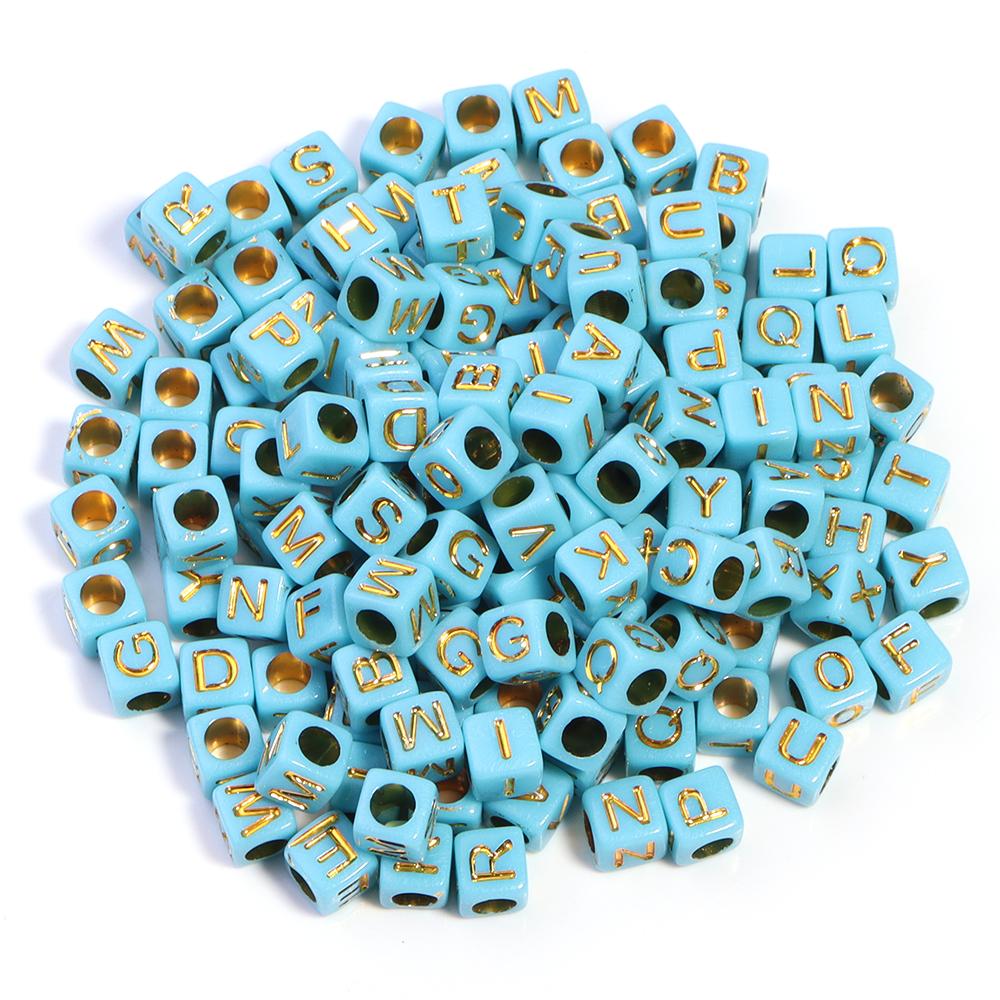 100pcs/Lot 6mm Mix Color Square Alphabet Letter Beads DIY Bracelets Necklace Big Hole Acrylic Beads for Jewelry Making Supplies
