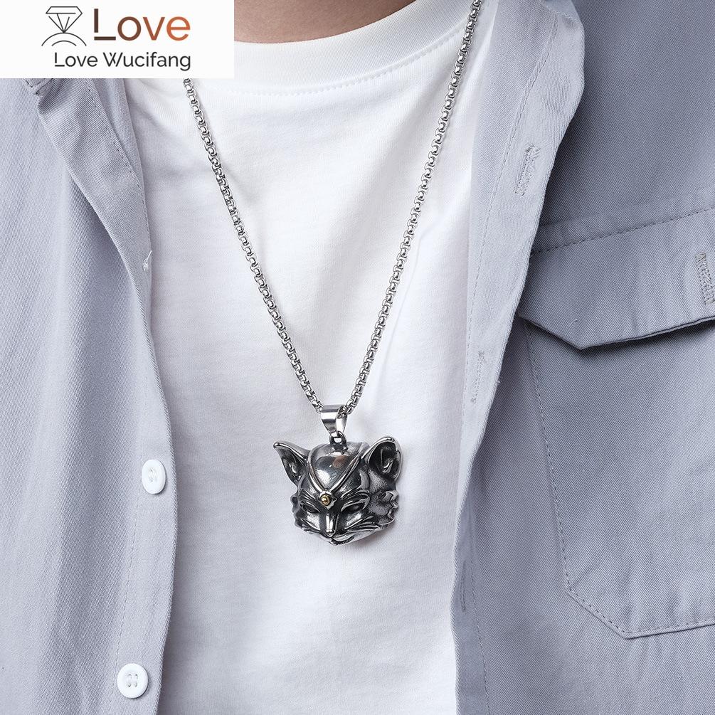 Cat Head Necklace For Men Stainless Steel Men Necklace Simple Animal Jewelry Korean Style Jewelry Cosplay Accessorycool Stuff