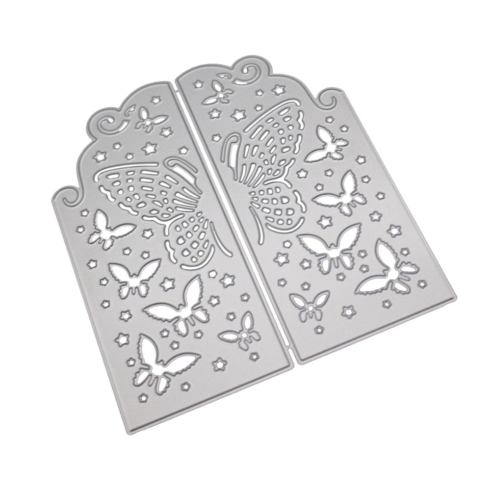 Карточная рамка Бабочка Украшение Металлический серебристый трафарет Тиснение Вырубные штампы Для DIY Скрапбукинг Бумага Альбом Изготовление открыток