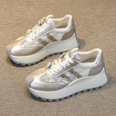 Роскошные кружевные дышащие кроссовки с мягкой подошвой для женщин, весна и осень, новая классическая мода, универсальная повседневная обувь, кроссовки
