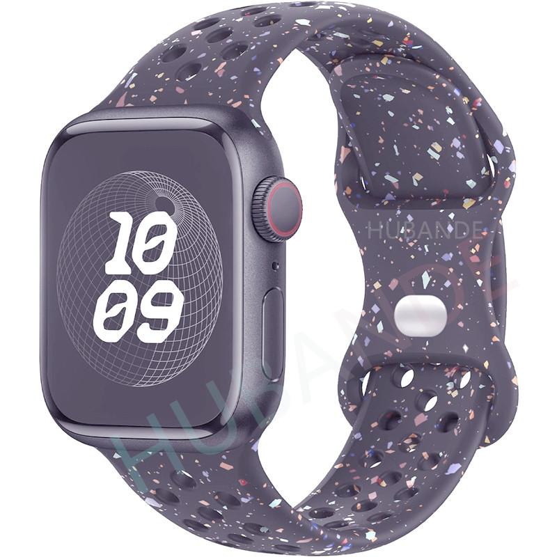 Спортивный ремешок с цветными частицами, резиновый ремешок для Apple Watch 49 мм 46 мм 45 мм 44 мм 42 мм 41 мм 40 мм для IWatch 11 10 9 8 7 6 5 4 3 SE