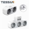 Tessan EU Wall Socket Power Strip with 2 AC Outlets 2 USB Ports 3600W 5V/2.4A Power Adapter with Overload Protection for Home, Office, Travel