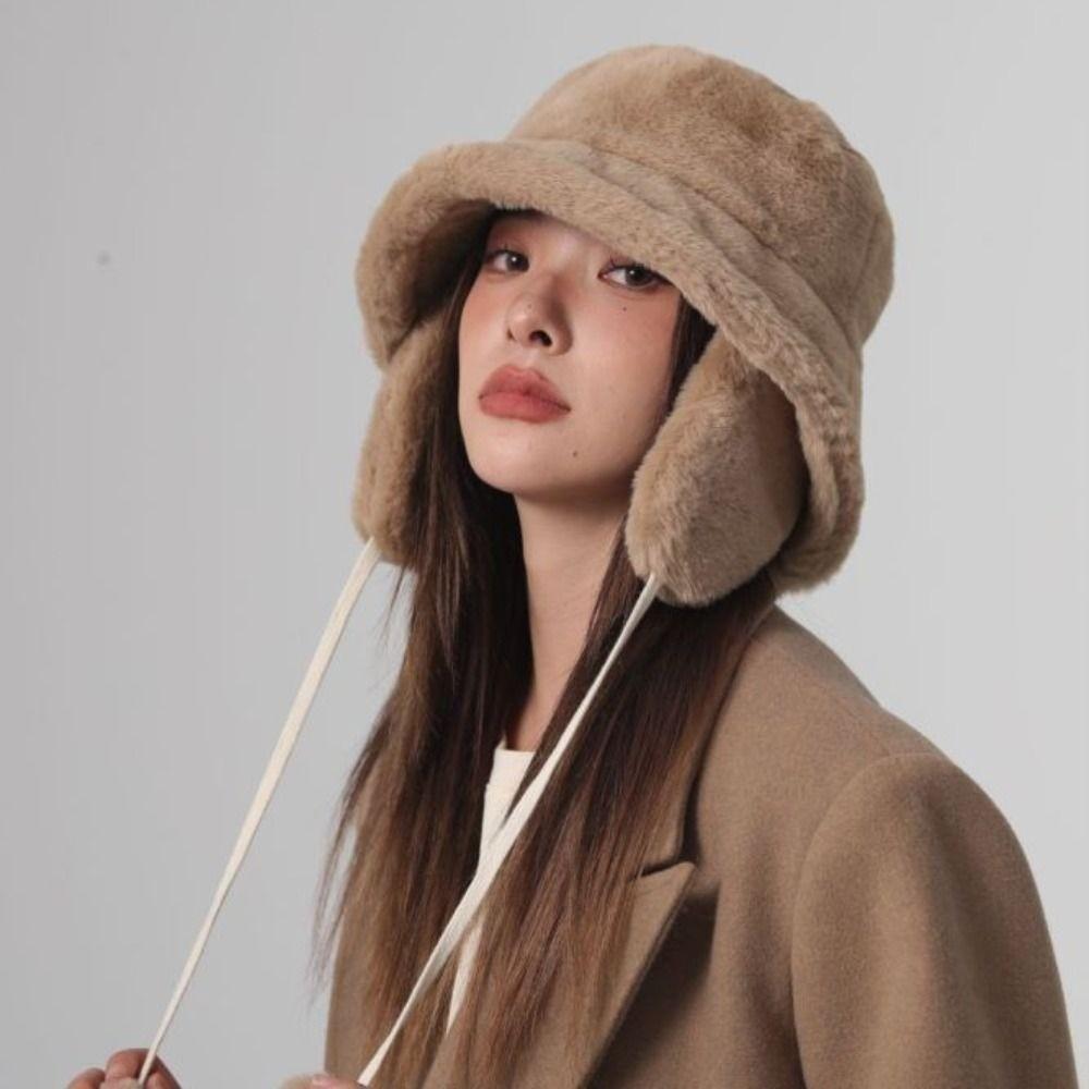 Теплая зимняя рыбацкая шапка однотонная шапка с защитой ушей шапка из овечьей шерсти плюшевая панама для путешествий