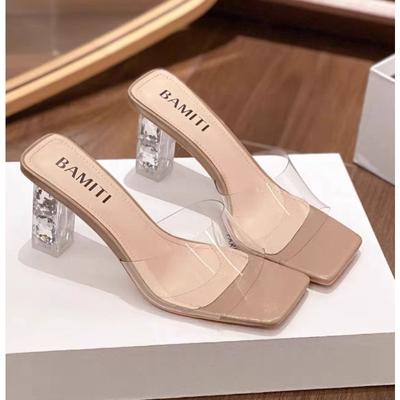 Модные хрустальные прозрачные шлепанцы женская обувь средний каблук удобные новые летние женские туфли женская мода крутые мюли слайды