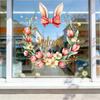 Весенний Цветочный Венок Наклейка на Окно Тюльпан/Подсолнух/Роза Статическая ПВХ Наклейка Съемные Стеклянные Декали для Дома, Офиса, Магазина
