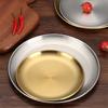 Round Dinner Plate Serving Platter Stainless Steel Barbecue Tray Korean Style Serving Dish Fruit Dessert Steak Plate