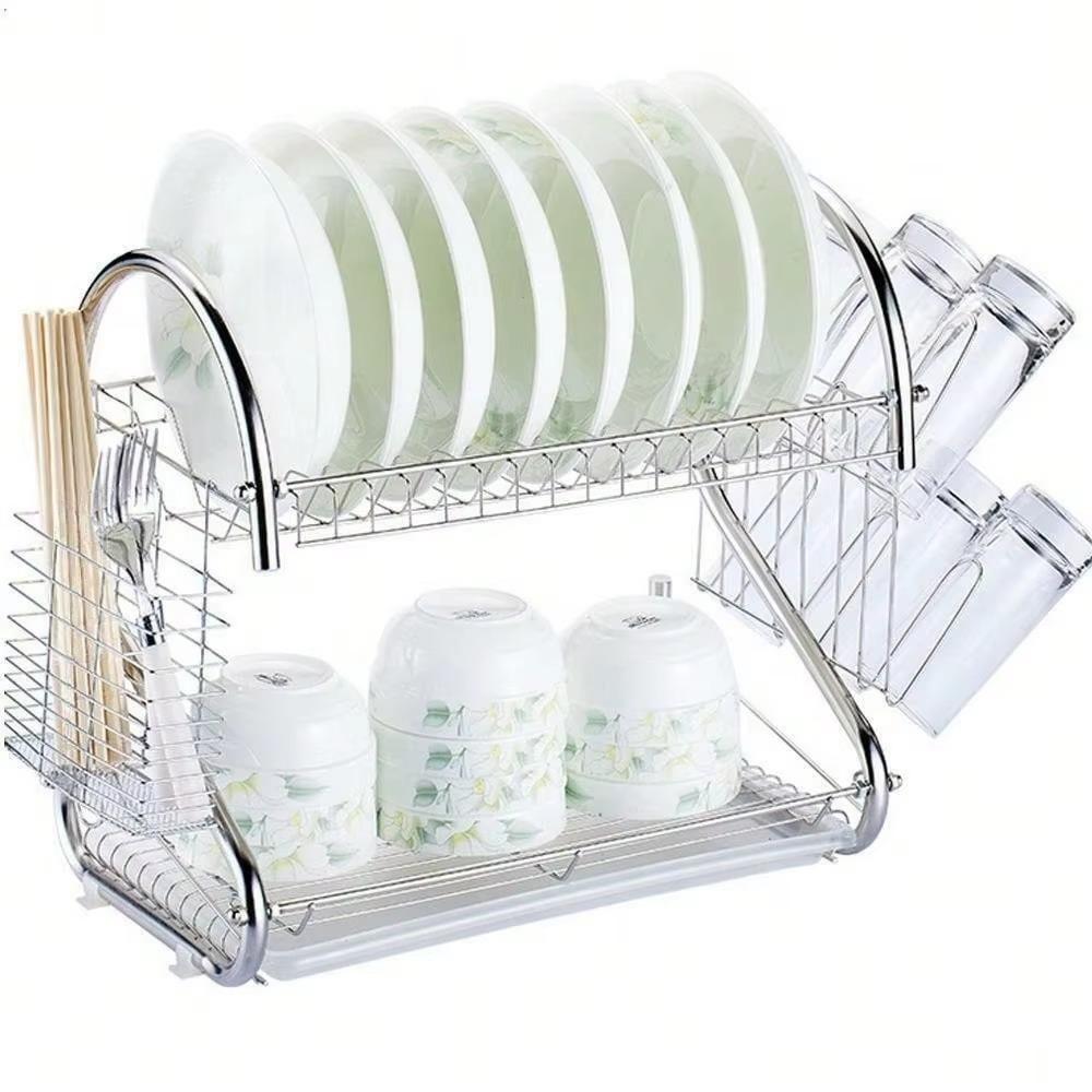 Stable S-Shaped Dish Drainer Space-saving Tableware Holder Shelf Dish Drying Rack Countertop