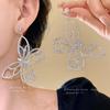 Silver Needle Diamond Butterfly Pendant Earrings Light Luxury High-end Earrings Fashion Exaggerated Temperament Earrings Design Sense Niche