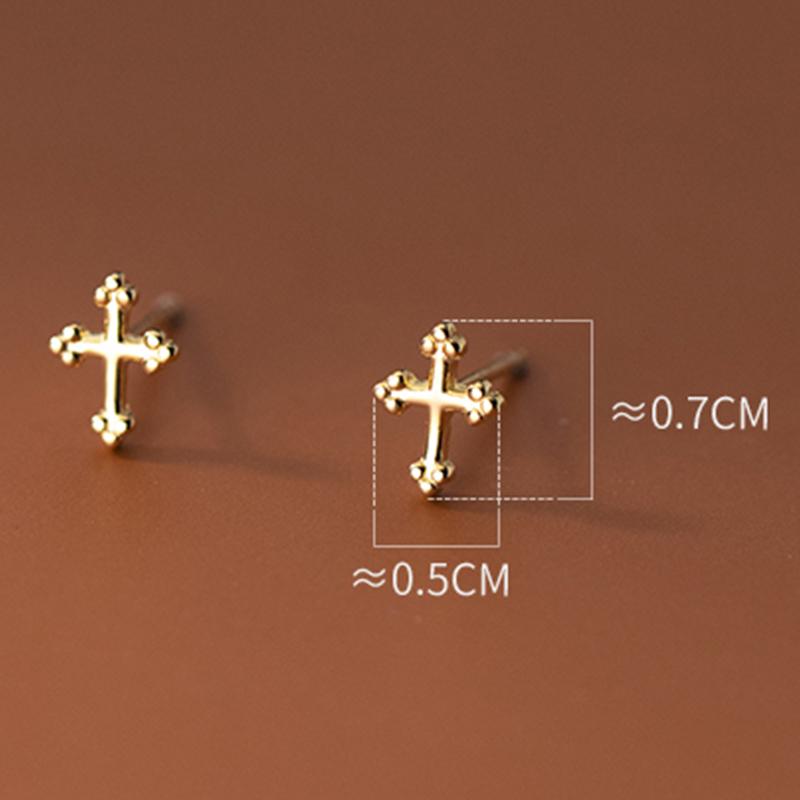 Cute Cross Stud Earrings for Women Girls Teens 925 Silver Geometric Piercing Ear Accessories