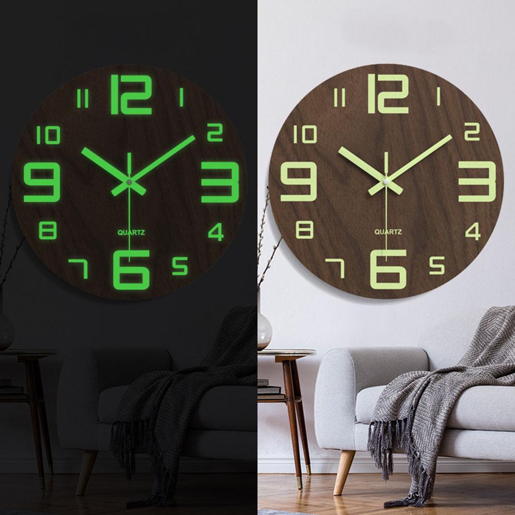 Bedroom Luminous Wall Clock Inch Night Light Nordic Home