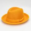 warped edge hamburger hat European and American men's small top hat dragon and phoenix thickened fabric bow woolen top hat small felt hat
