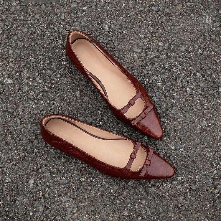 Fashion Women's Cow Leather Pointed Toe Slip-on Ballet Flats Leisure High Quality Soft Comfortable Espadrilles Elegant Ladies Slim Shoes