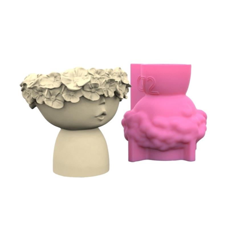 Little Girl Flower Pots Mold Epoxy Resin Molds Pen Holder Candle Holder Cement Planter Silicone Mould Home Decorations