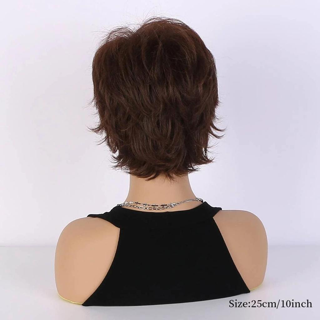 Синтетический короткий парик 25 см/10 дюймов, темно-коричневые вьющиеся волосы, модные женские парики с имитацией кожи головы