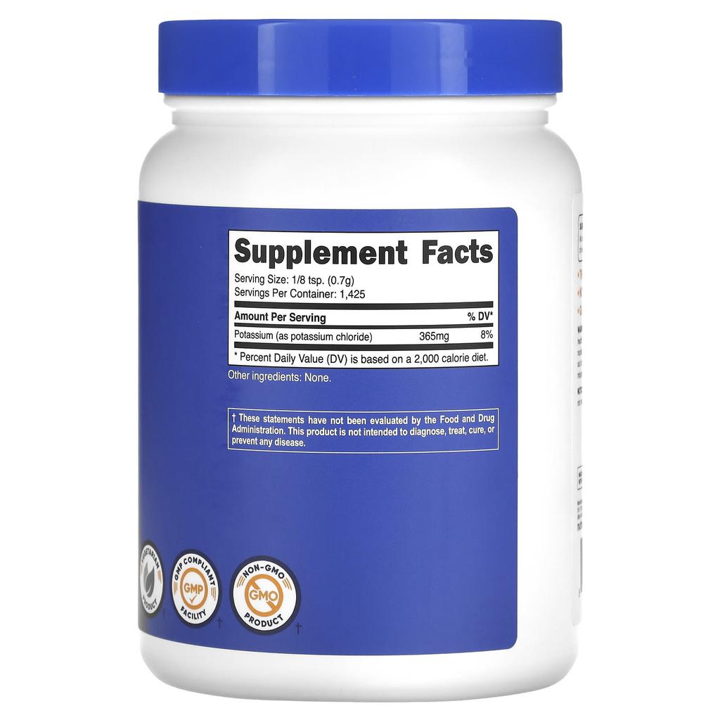 Potassium Chloride, Unflavored, 1Kg(2.2Lb)