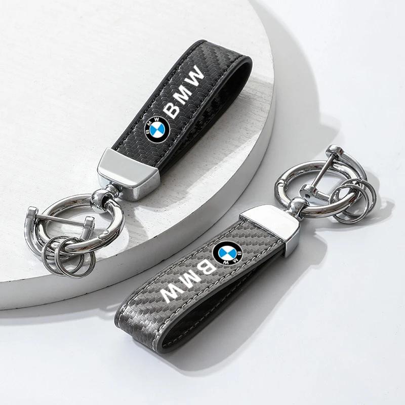 BAAO1 New Carbon fiber Car Keychain Ring Leather Emblem Keyring For BMW 1 2 3 4 5 7Series X1 X3 X4 X5 X6 X7 F10 F20 F30 G20 G30 F