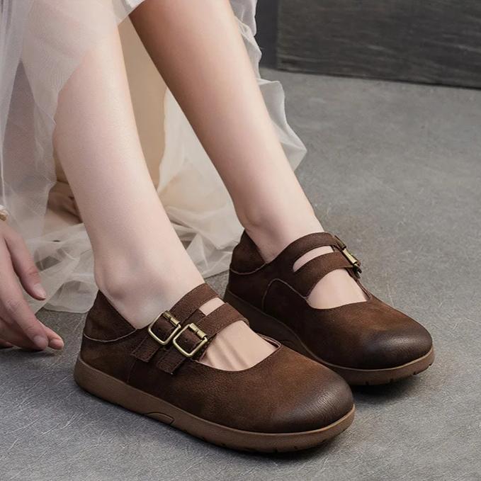 Johnature Ретро Мягкая Кожа Мягкая Подошва Удобные Плоские Туфли Круглый Носок Женские Туфли Из Коровьей Кожи