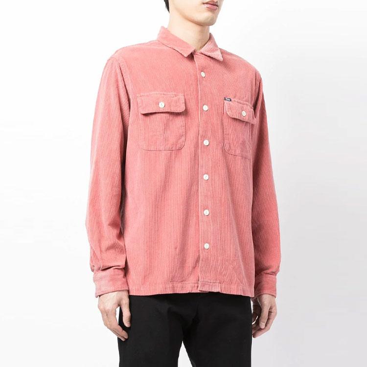Polo Ralph Lauren Однотонная вельветовая рубашка с длинным рукавом и нагрудным карманом Мужские рубашки розового цвета 710849853-001