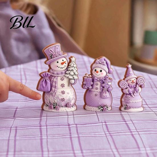 Wooden Snowman Ornaments 3PCS Christmas Ornaments, Decorative Cute Festive Figures, Indoor Winter Decorations High-definition Printing Crafts