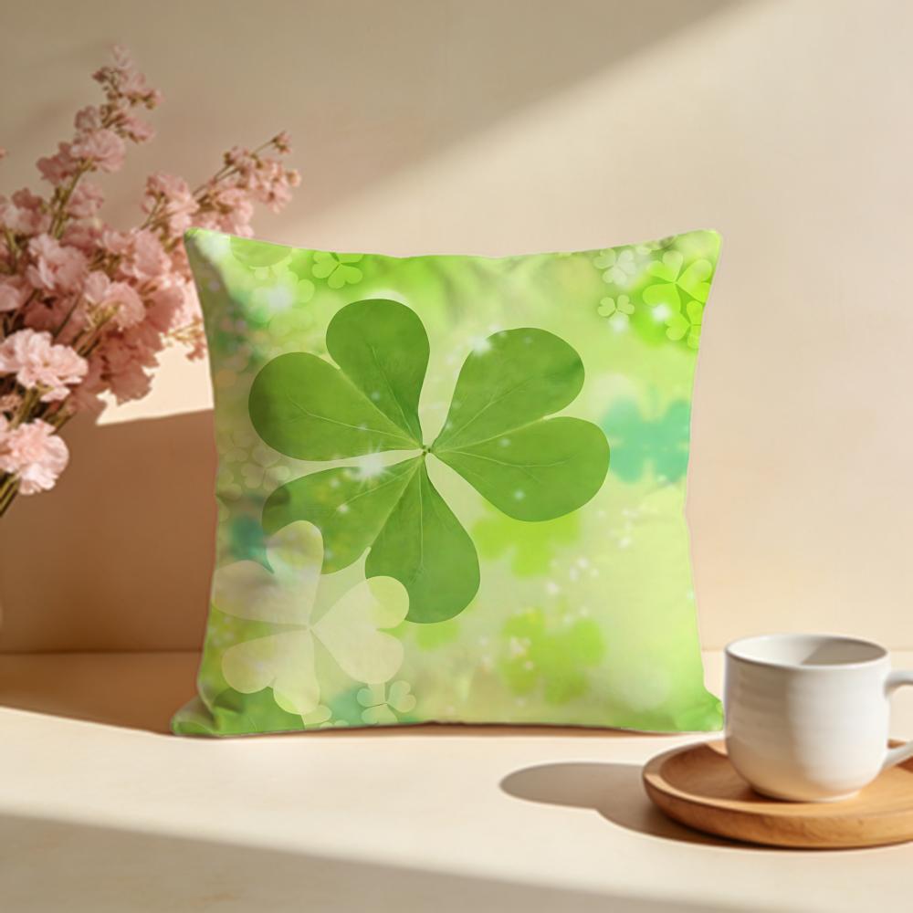 FourLeaf Lucky Clover Cushion Cover Soft Pillow Cases for Home Bedroom Living Room Sofa