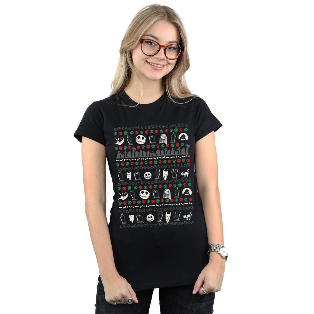 Disney Womens/Ladies Nightmare Before Christmas Festive Icons Cotton T-Shirt