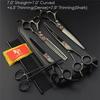 7.0" 8.0 Ch Profional Pet Scissors for Dog Groomg Straight & Thng & Curved Shears FeShark Teeth 4pcsSet +Comb Bag
